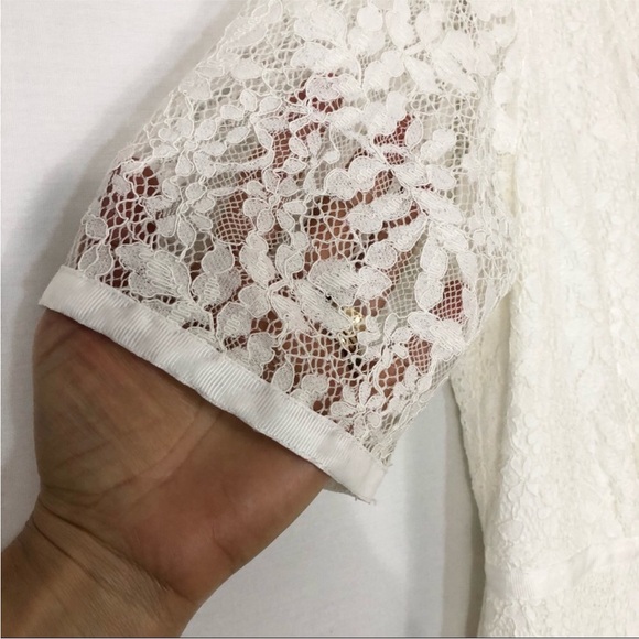 Nanette Lepore Lace Short Sleeve Button Zipper Closure off White Shirt Dress 6 - Picture 4 of 15